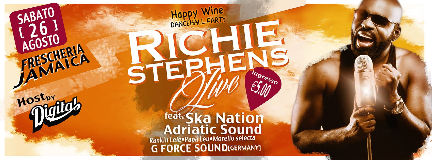Richie Stephens live showcase+Adriatic Sound e G force @Frescheria Jamaica